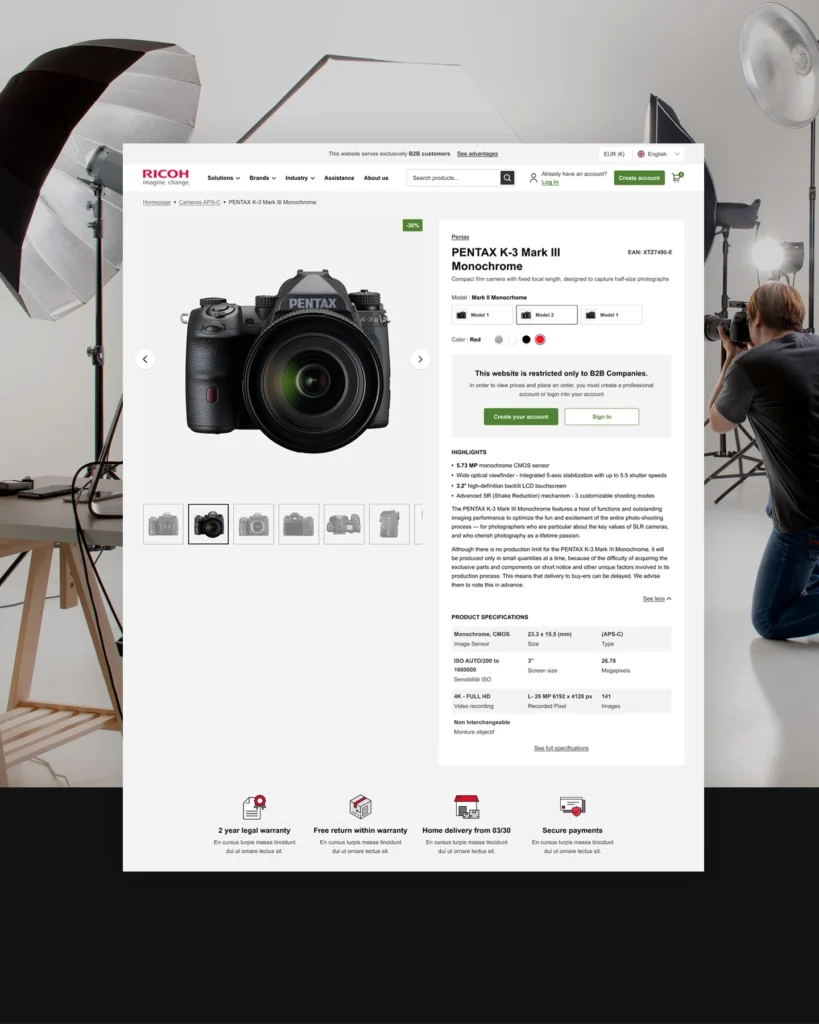 Site e-commerce dédié aux ventes B2B