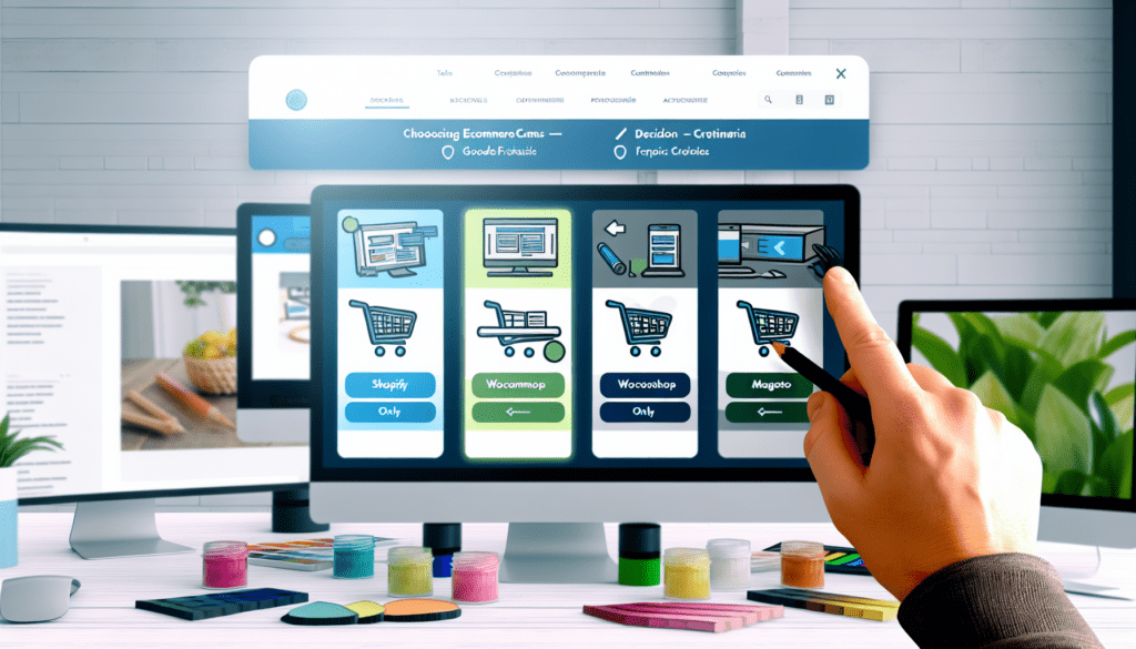 Comparaison interfaces CMS e-commerce 2025 avec grille de décision technique et business